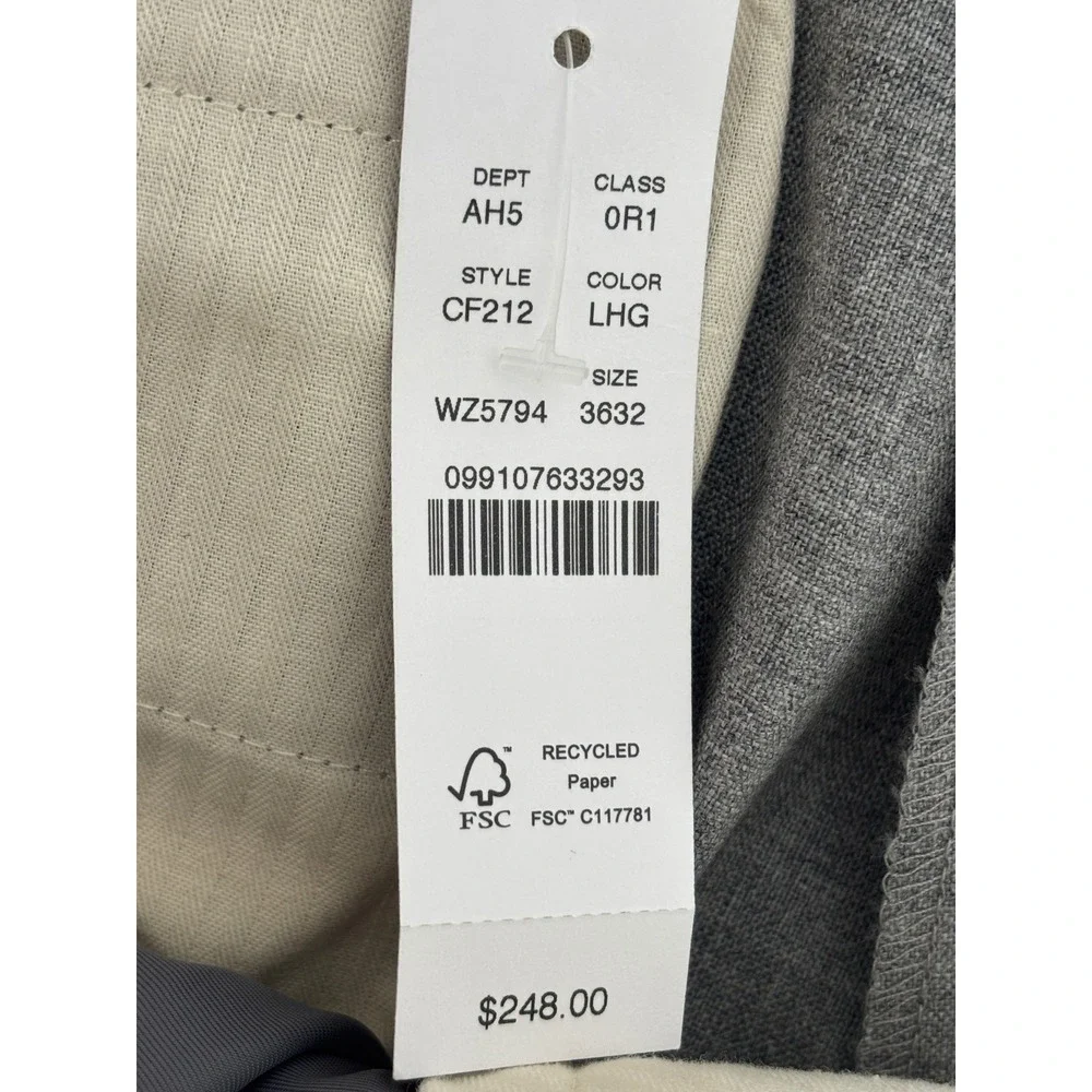 NWT J.Crew Relaxed Double Pleated Trousers 36x32 VBC Italian Wool Gray